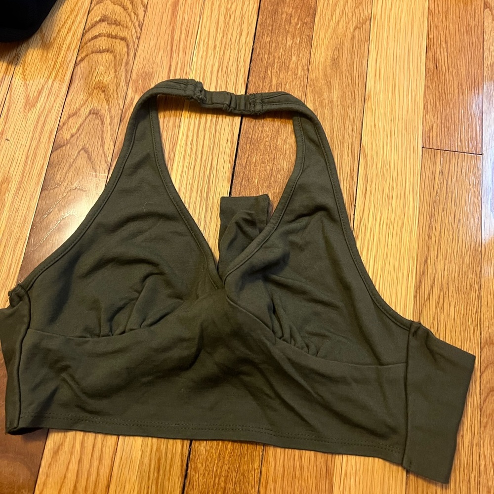 Olive green halter top